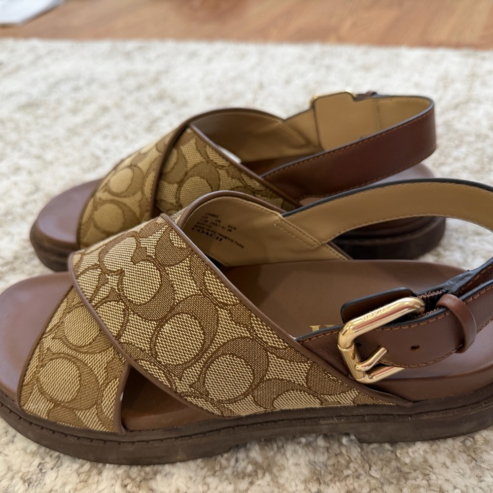 Coach Women's Brown and Tan Sandals